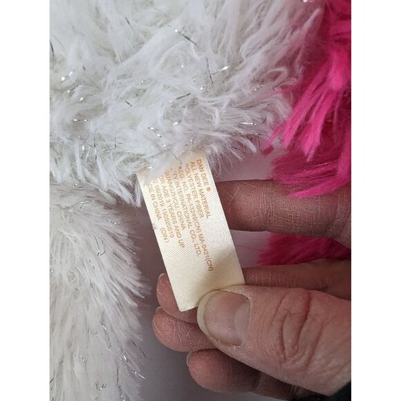 Dan Dee Laying Unicorn Plush Fuzzy White & Pink Floppy Sparkle Stuffed Horse - Picture 3 of 5